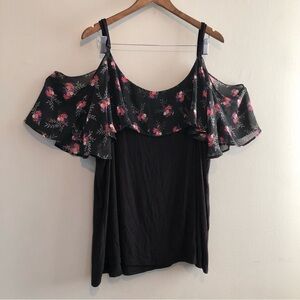 ✨$7 CLEAR-OUT✨ Torrid Floral Soft Ruffle Cold Shoulder Blouse Tank Top Shirt